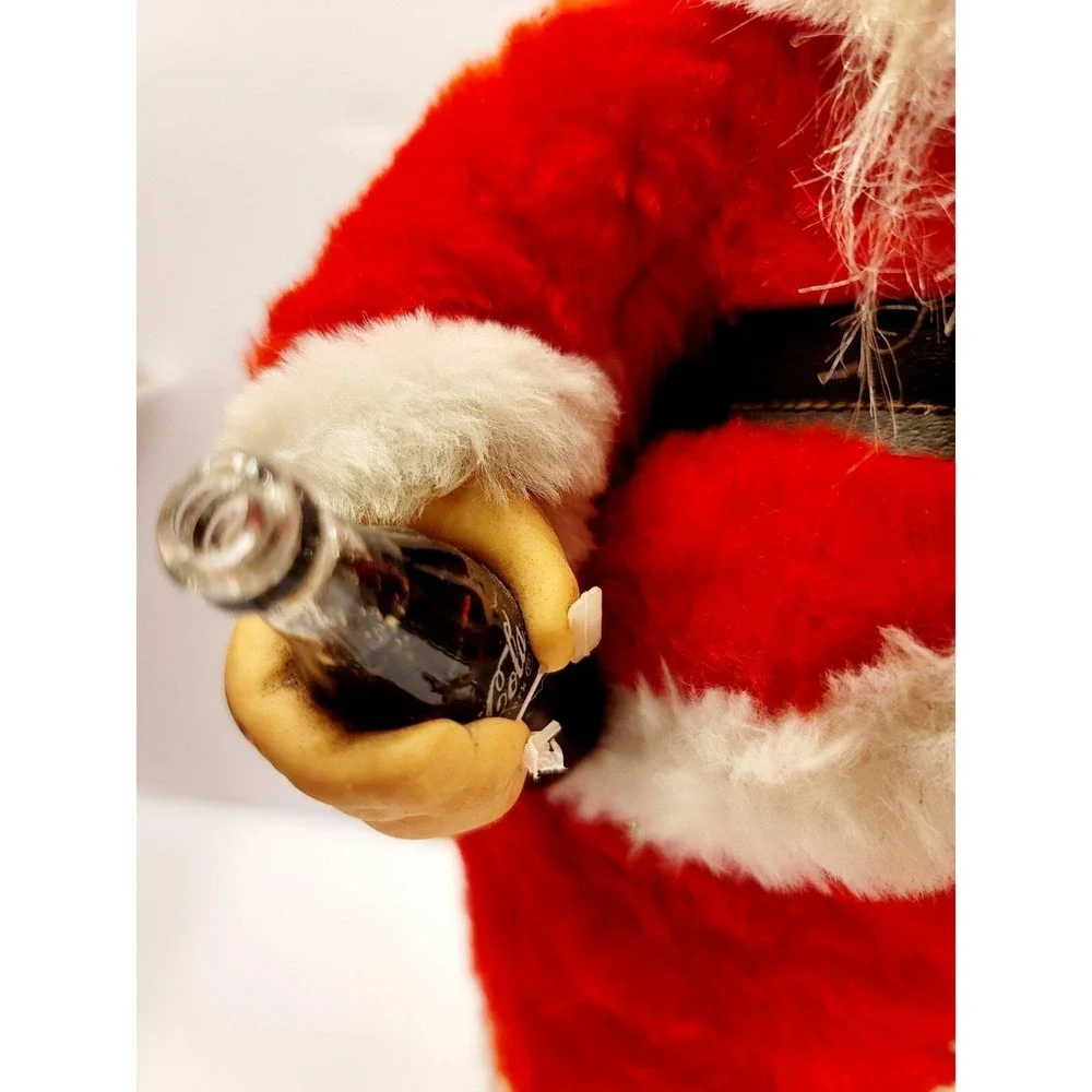 Vintage Santa Claus Plush Rubber Face Coca-Cola Bottle Red‎ White Good 16 inch